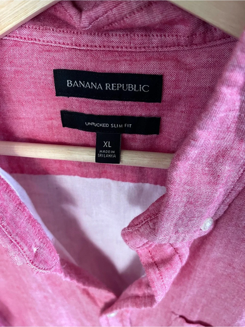 Banana Republic Mens XL Untucked Slim Fit Pink Cotton‎ Button Down Shirt